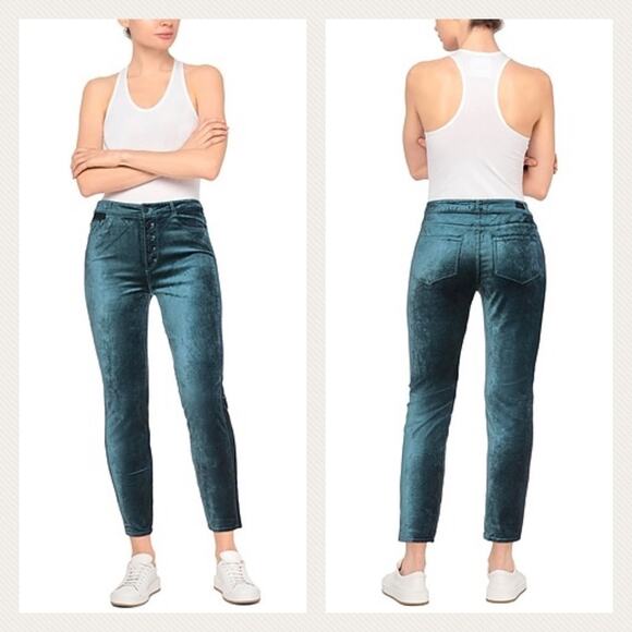 Paige Hoxton Velvet Ankle Peg Jeans In Atlantic Size 25 - Picture 1 of 10